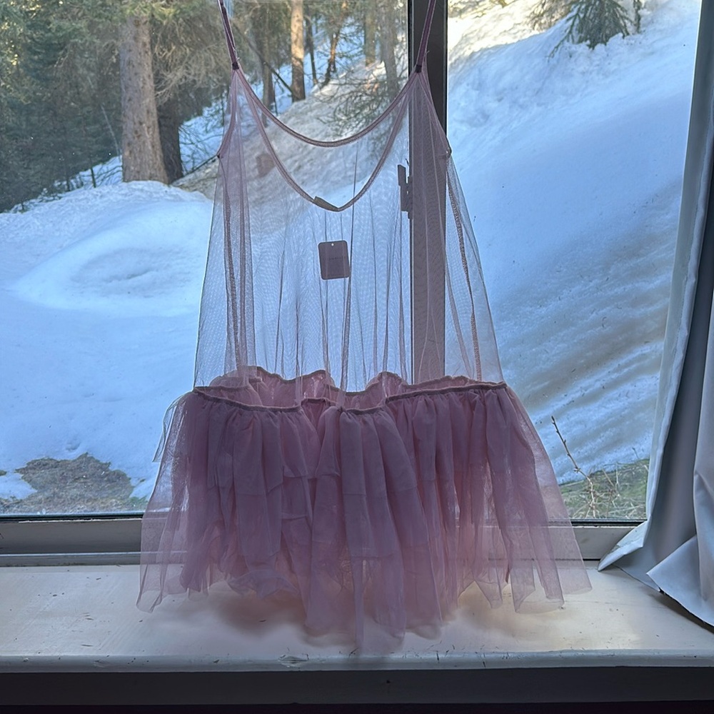 NWT Free People intimately dusty pink tulle slip size Medium